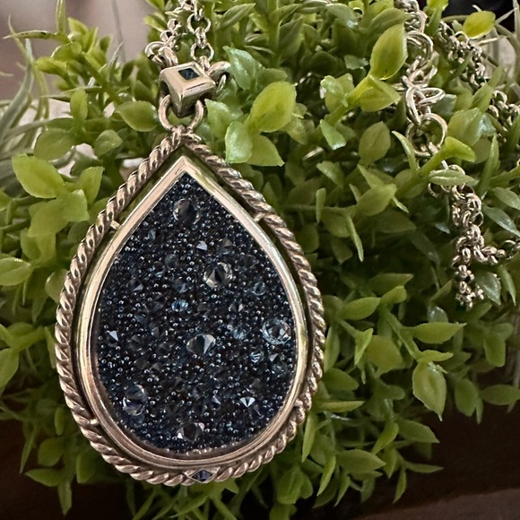 Brighton Blue Crystal Medley Teardrop Necklace w: Saying on Back NWOT - Picture 10 of 10